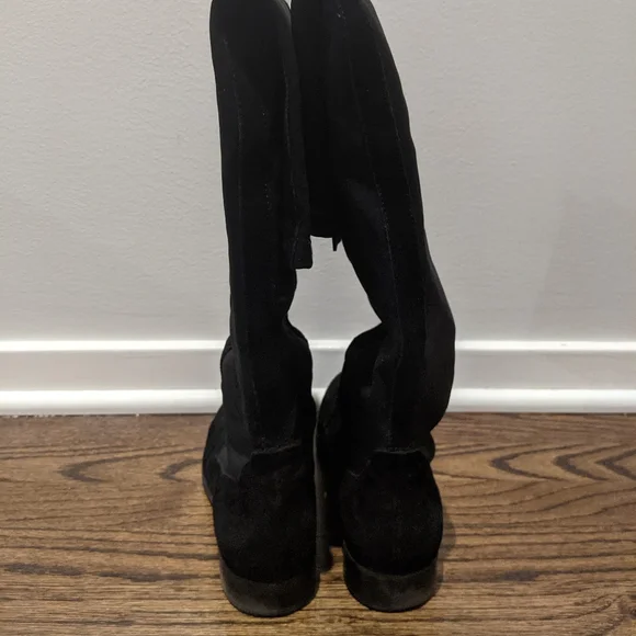 Audrey Brooke Tamela Over the Knee Black Suede Boots - Picture 4 of 6